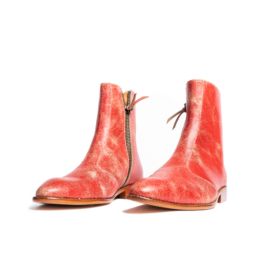 RED DISTRESSED BOOTS