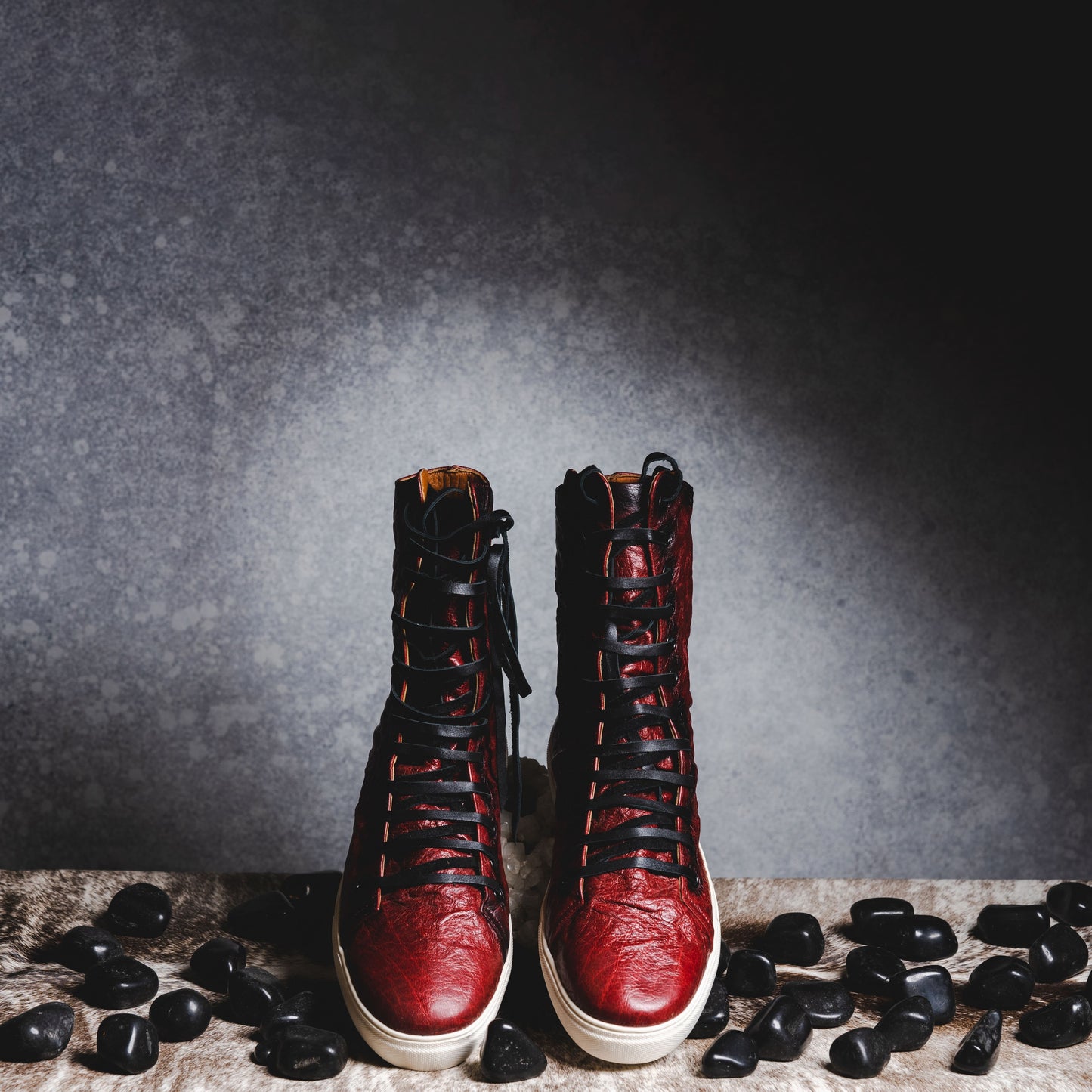 Red Tall Crinkle Sneakers