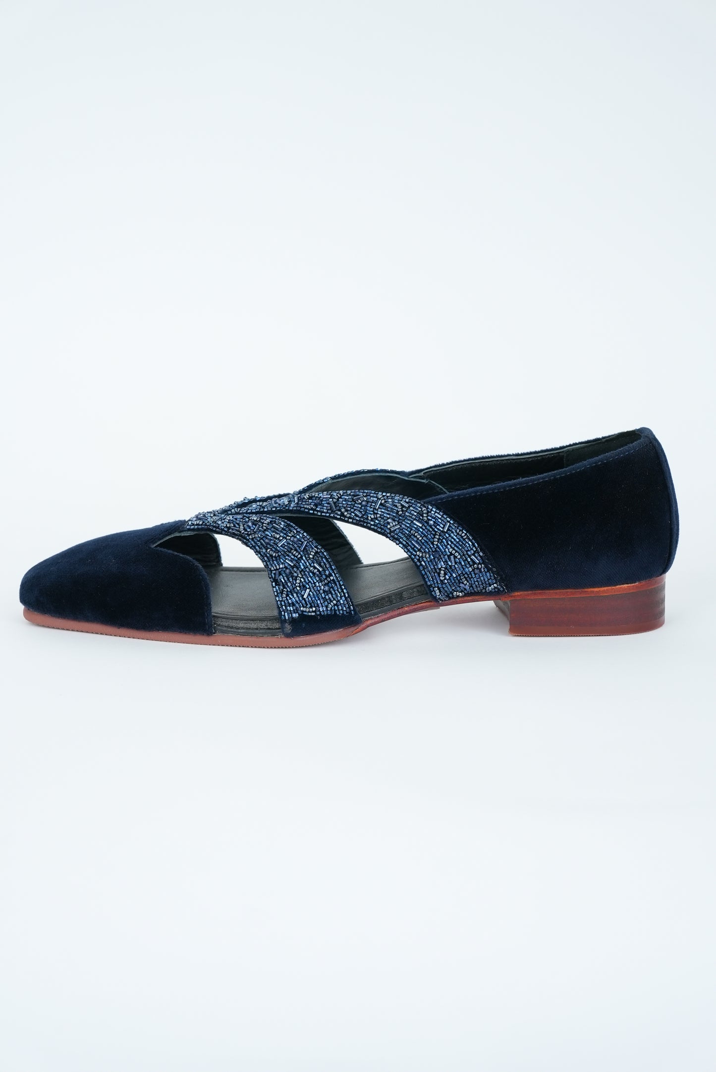 EVENING NAVY BLUE WITH CUT METALLIC BLUE STRIPE HAND EMBRIODERY TUXEDO