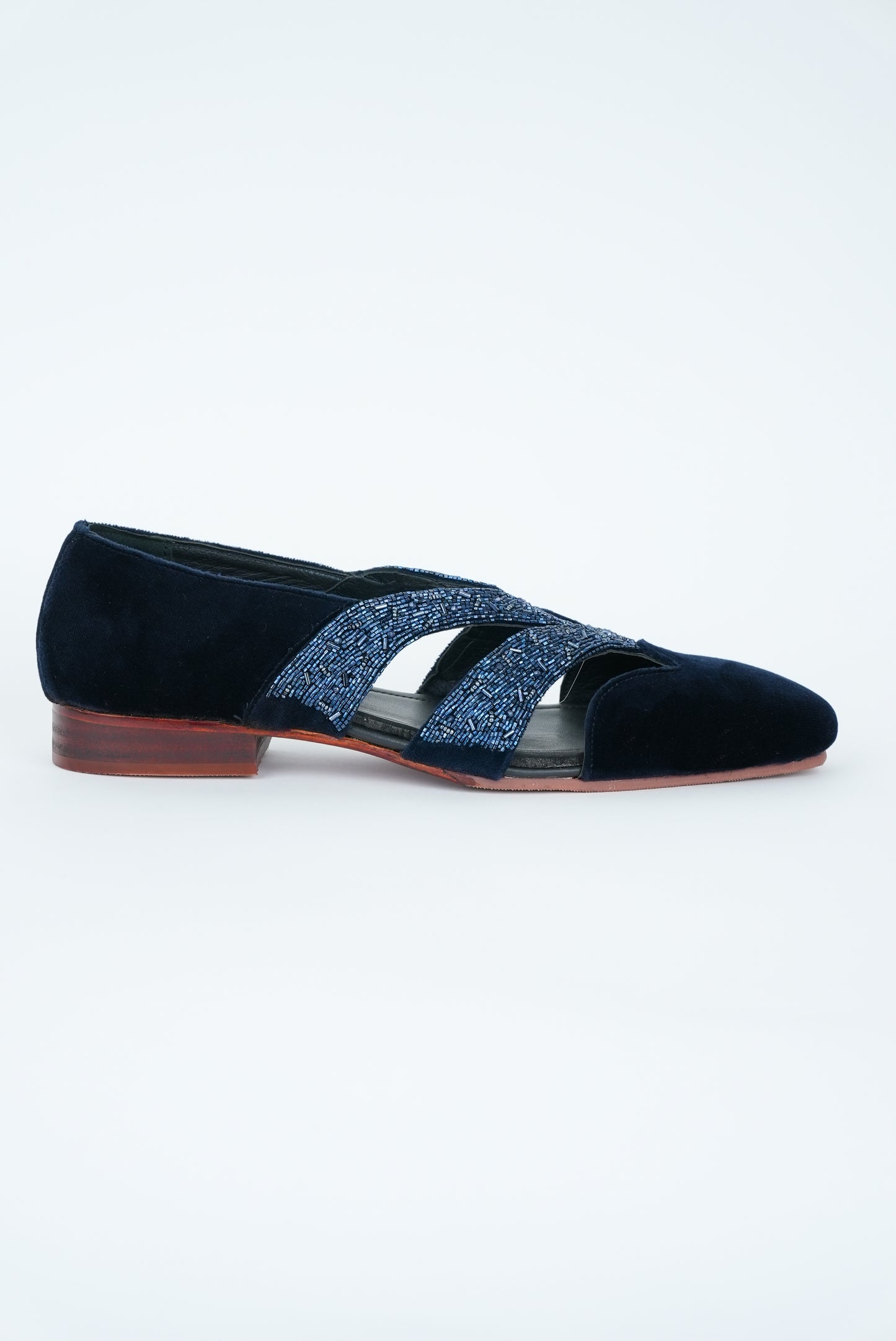EVENING NAVY BLUE WITH CUT METALLIC BLUE STRIPE HAND EMBRIODERY TUXEDO
