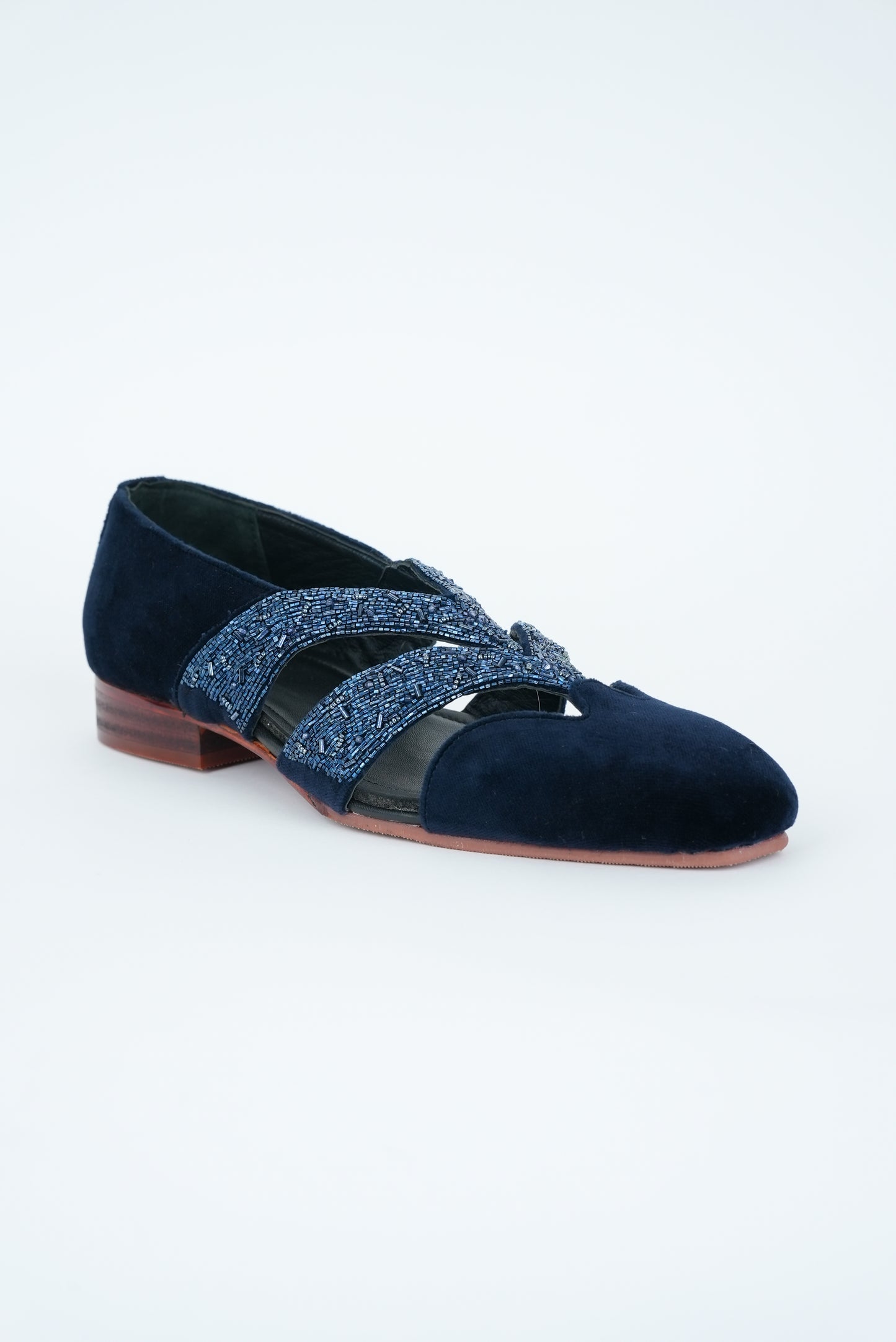 EVENING NAVY BLUE WITH CUT METALLIC BLUE STRIPE HAND EMBRIODERY TUXEDO