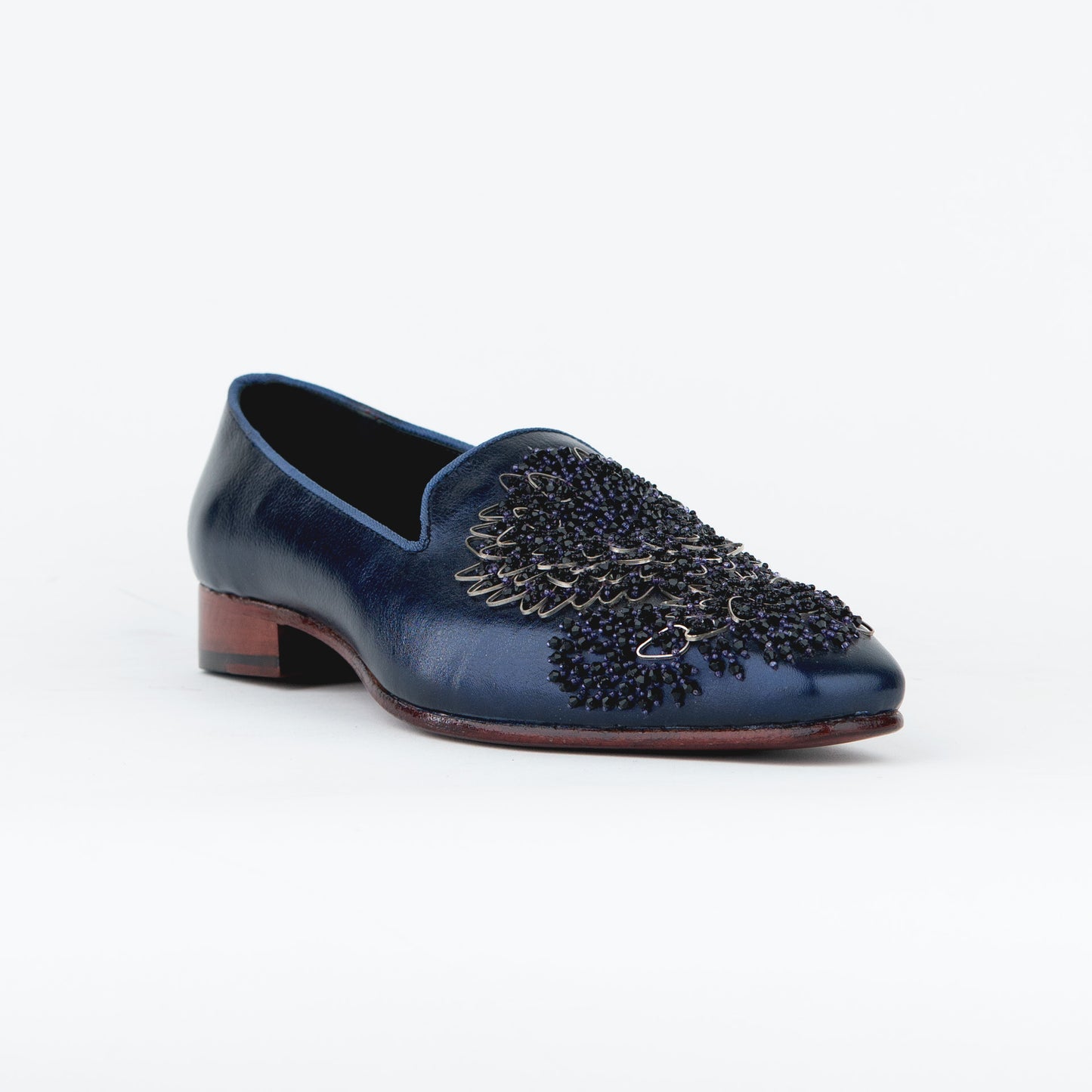 EVENING TASSEL SPACE BLUE TUXEDO WITH HAND EMBROIDERED BEEDS