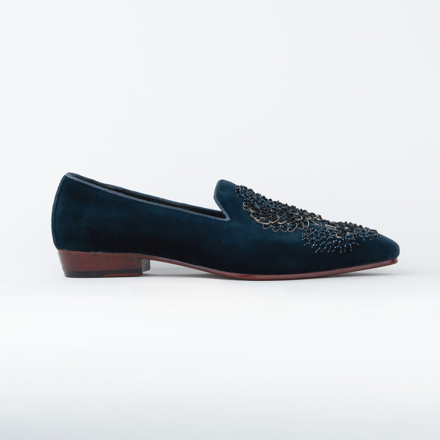 EVENING TASSEL SPACE BLUE TUXEDO WITH HAND EMBROIDERED BEEDS