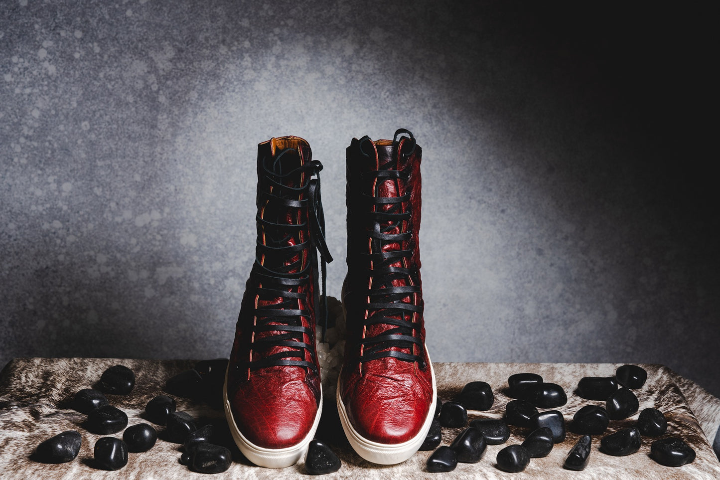 Red Tall Crinkle Sneakers