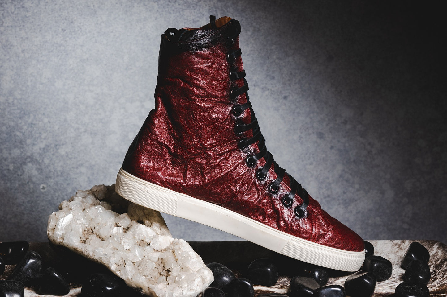 Red Tall Crinkle Sneakers