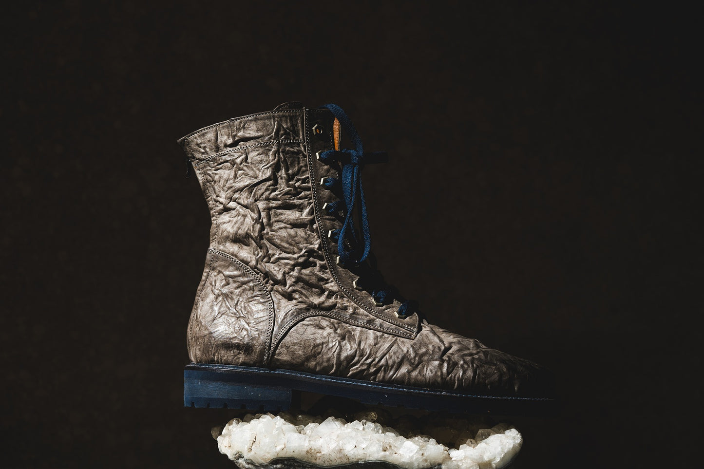 Grey Crinkle Boots