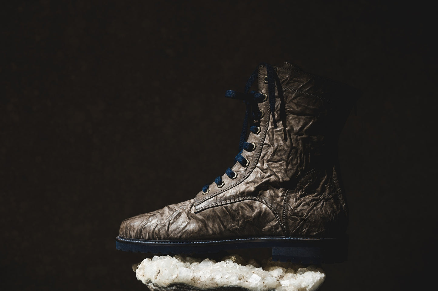 Grey Crinkle Boots