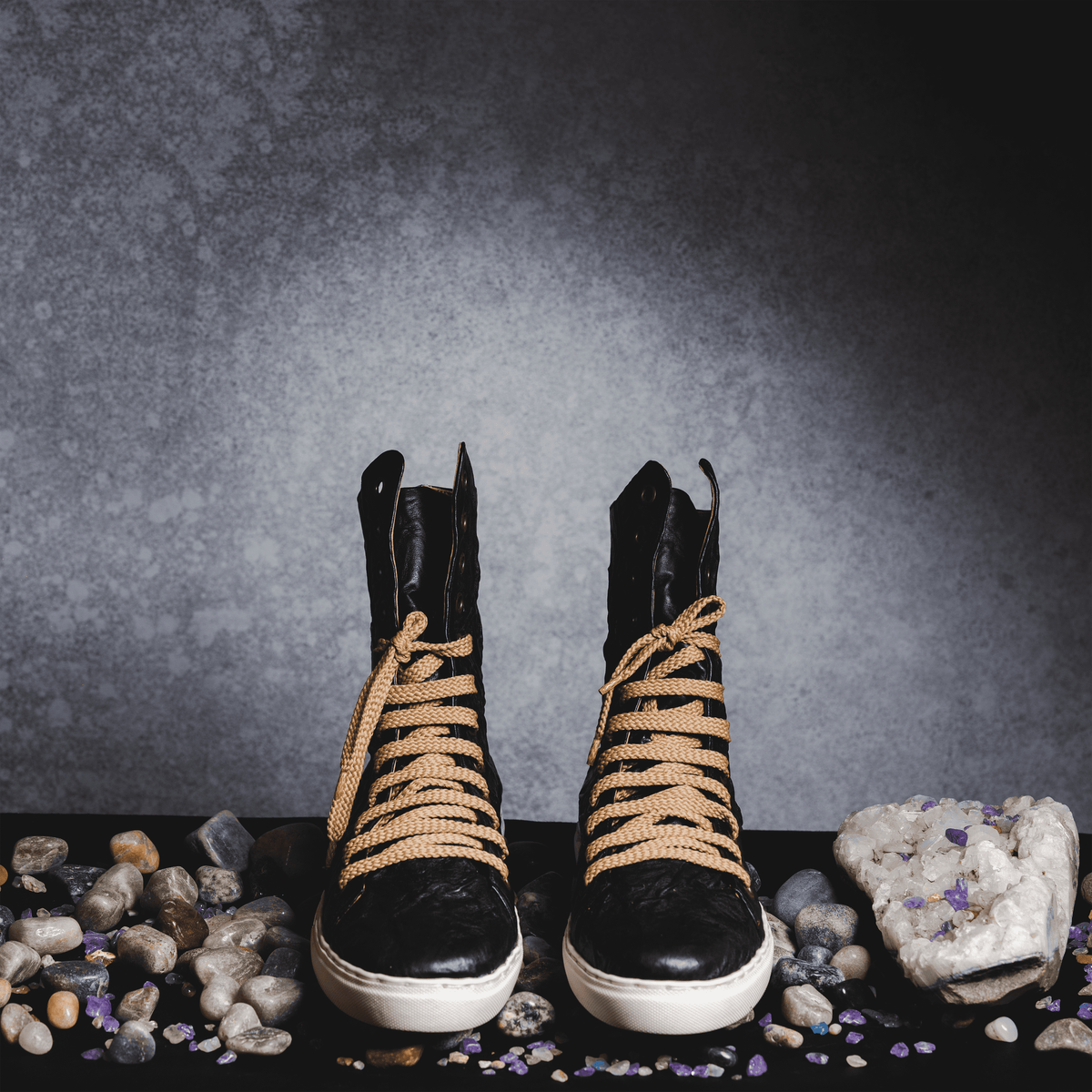 Black Tall Crinkle Sneakers