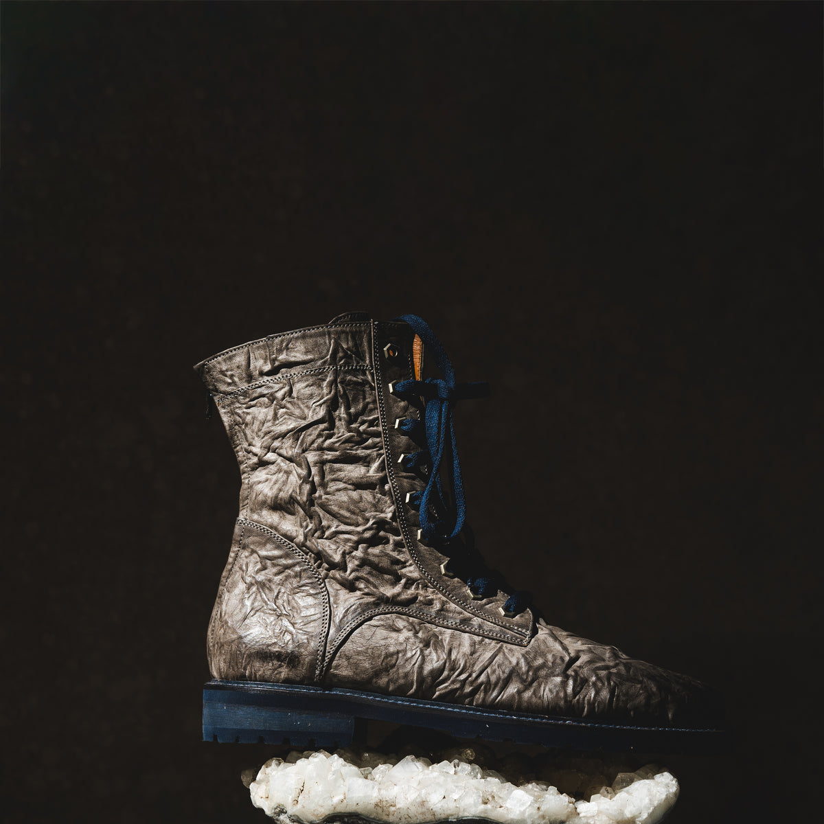 Grey Crinkle Boots