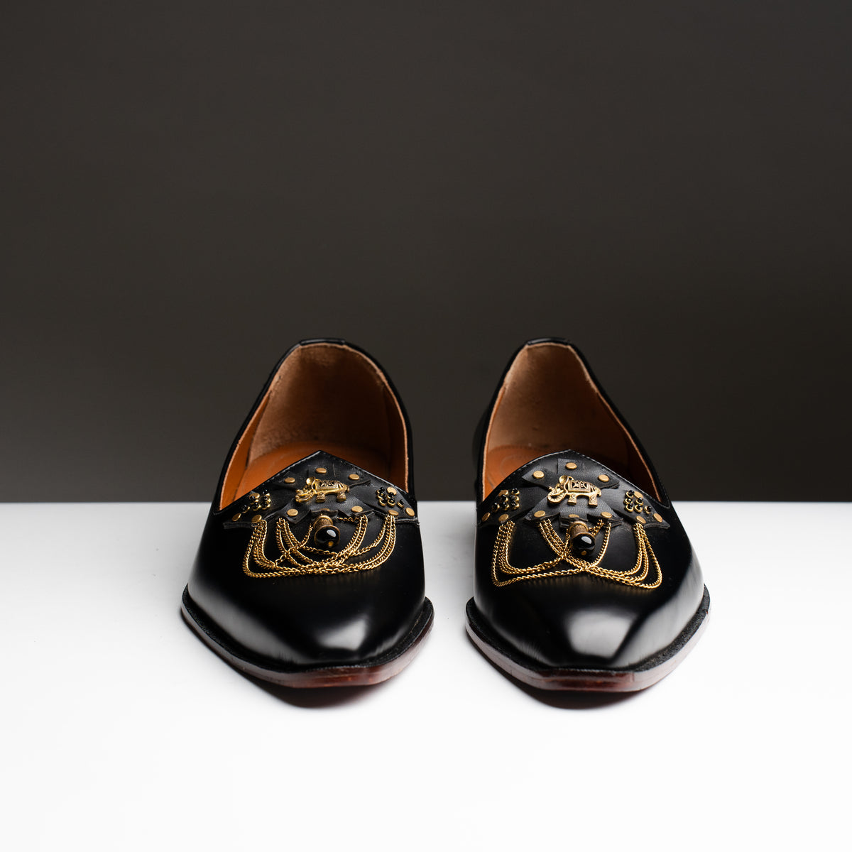 Black Chrome Leather Jutti