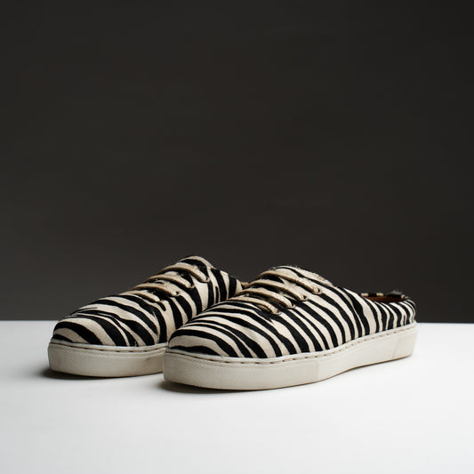 Zebra Hair-On Mule Sneaker