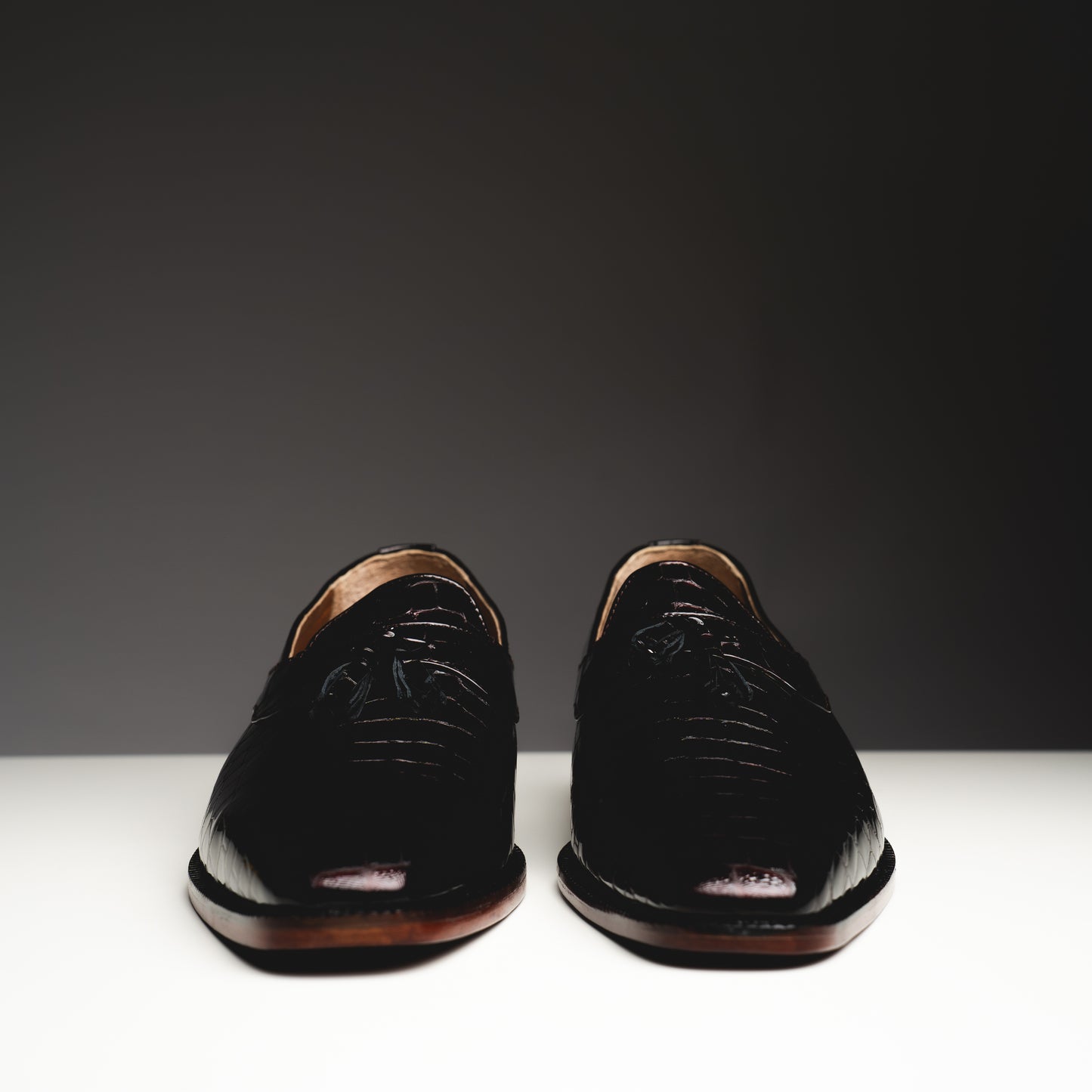 Maroon patent croco loafers