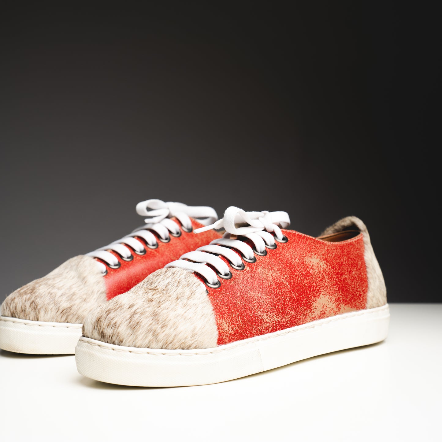 Distress red mens sneakers