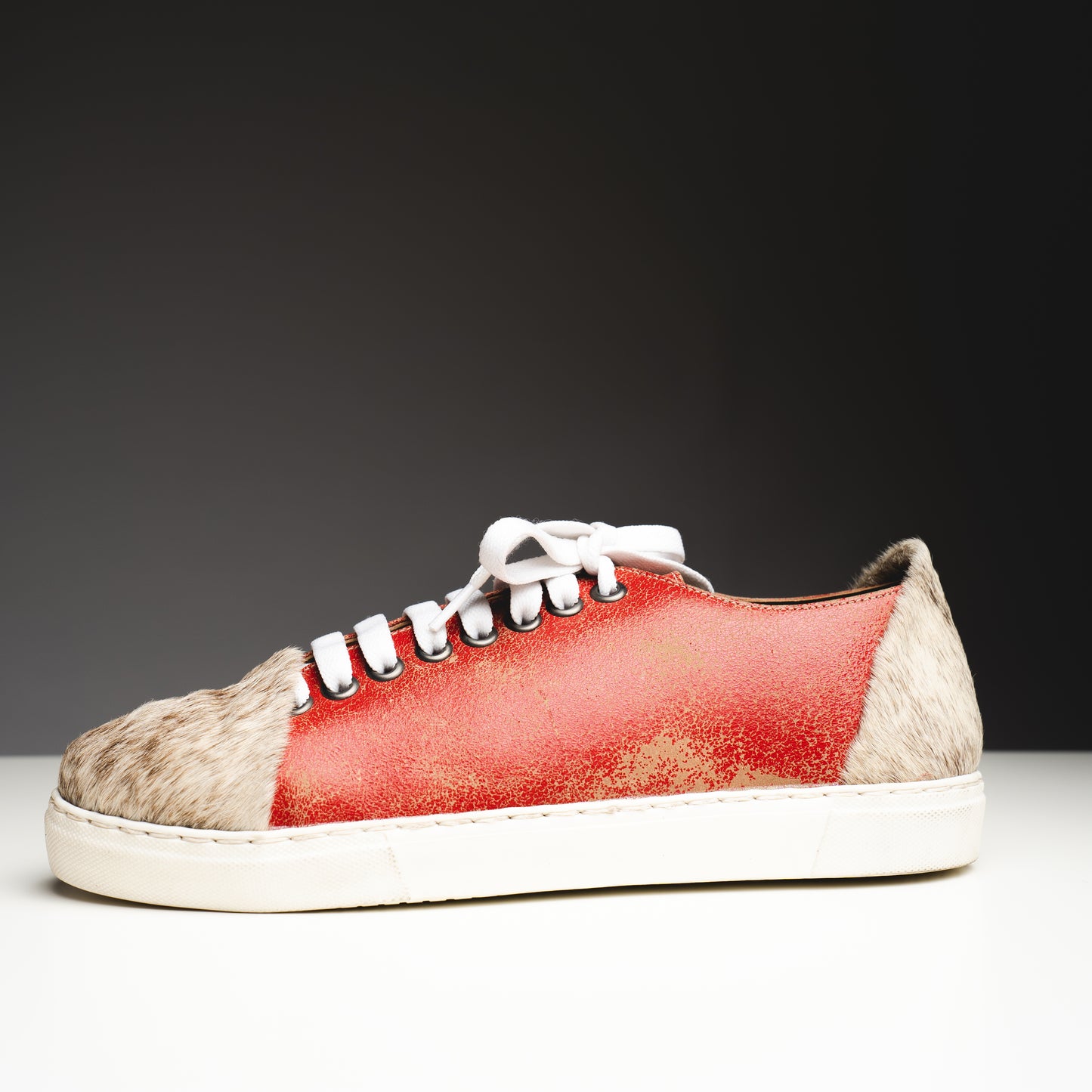 Distress red mens sneakers