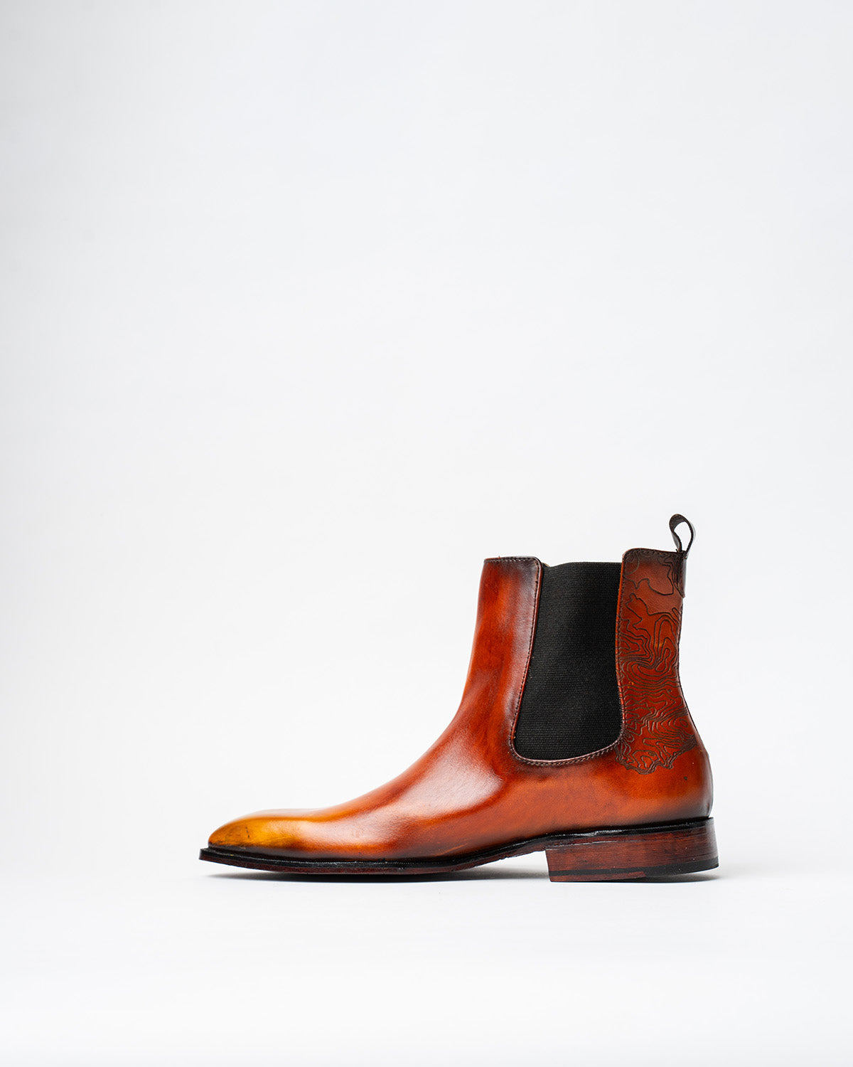 COWBOY ANKLE BOOTS WITH A SQUARE POINTED TOE AND TRAPEZOID HEEL, FEATU ...