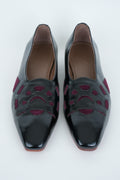 CLASSIC BLACK AND MAHROON WITH SQUARE POINTED TOE CUT JUTTI