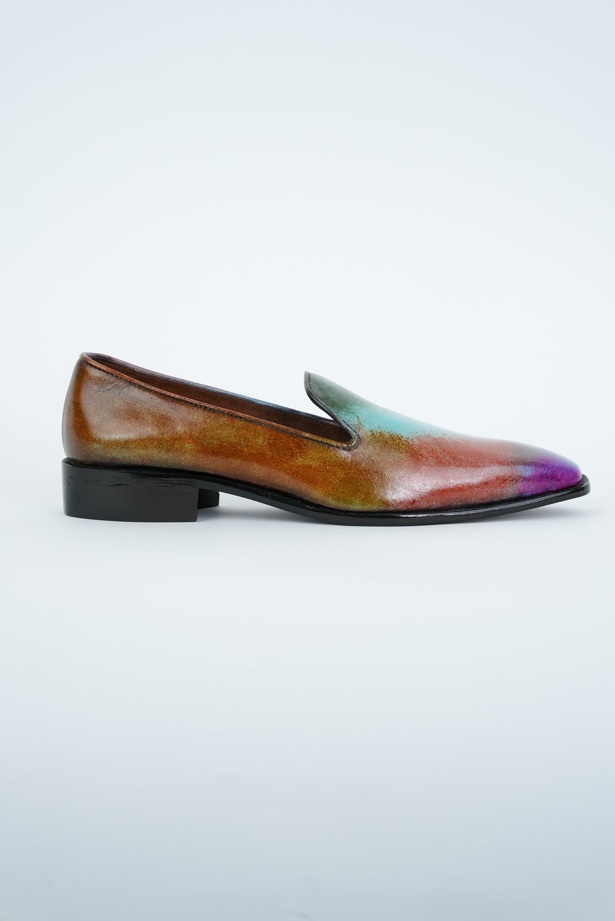 MULTICOLOUR PATINA ART  WITH SQUARE TOE JUTTI