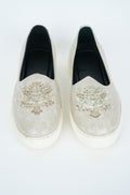 IVORY WITH HANDMADE  EMBRIODERY SNEAKER SOLE  JUTTI