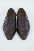CLASSIC BROWN CRISS-CROSS WEAVE POINTED TOE JUTTI