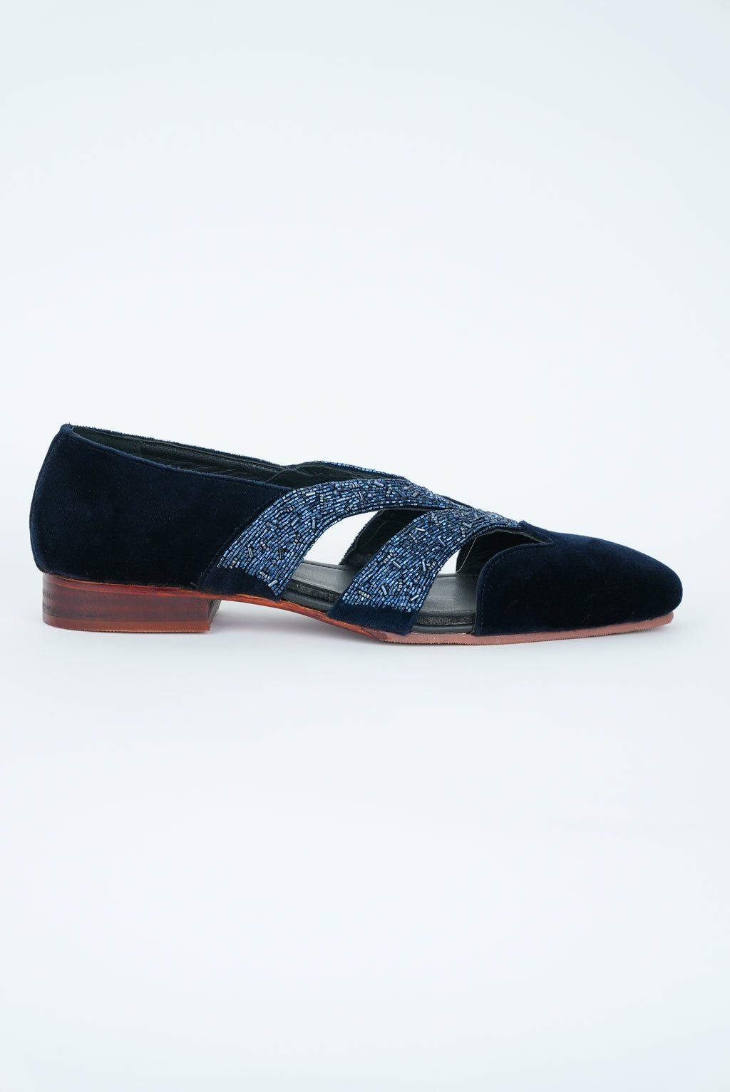 EVENING NAVY BLUE WITH  CUT METALLIC BLUE STRIPE HAND EMBRIODERY TUXEDO