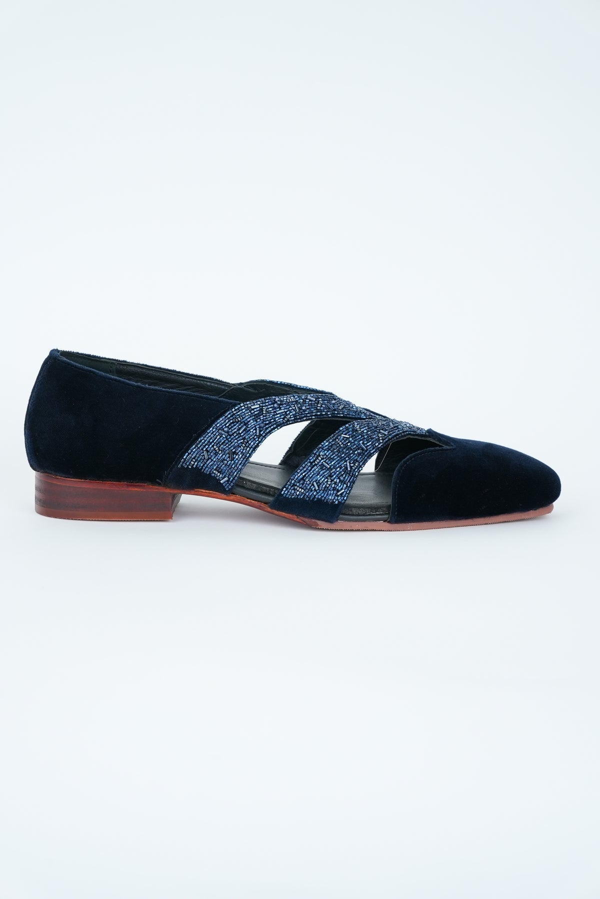 EVENING NAVY BLUE WITH  CUT METALLIC BLUE STRIPE HAND EMBRIODERY TUXEDO
