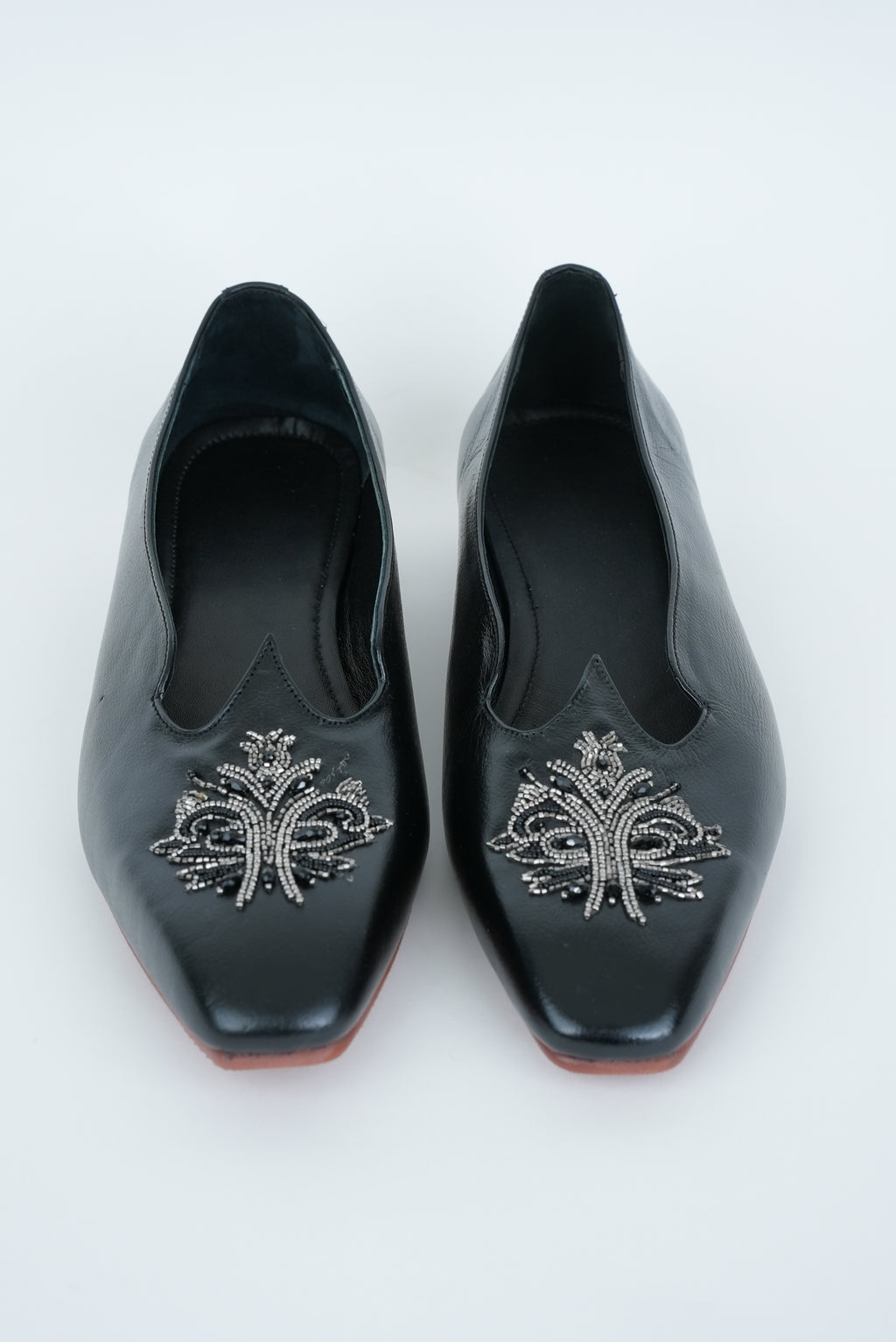 CLASSIC ZAKI BLACK SQUARE POINTED  TOE JUTTI WITH HANDMADE  EMBROIDERY