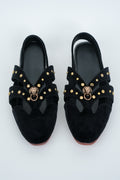 CLASSIC BLACK WITH GOLD  PINS AND LION STUD CUT SANDALS