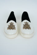 WHITE WITH HANDMADE  EMBRIODERY SNEAKER SOLE JUTTI