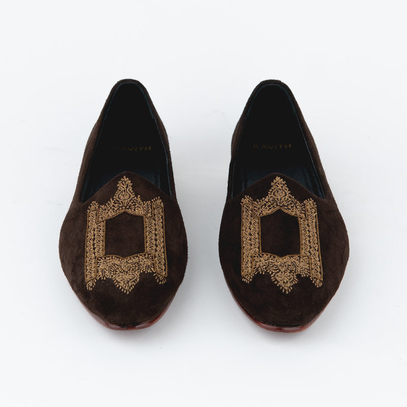EVENING TASSEL ASH BROWN EMBROIDERED TUXEDO