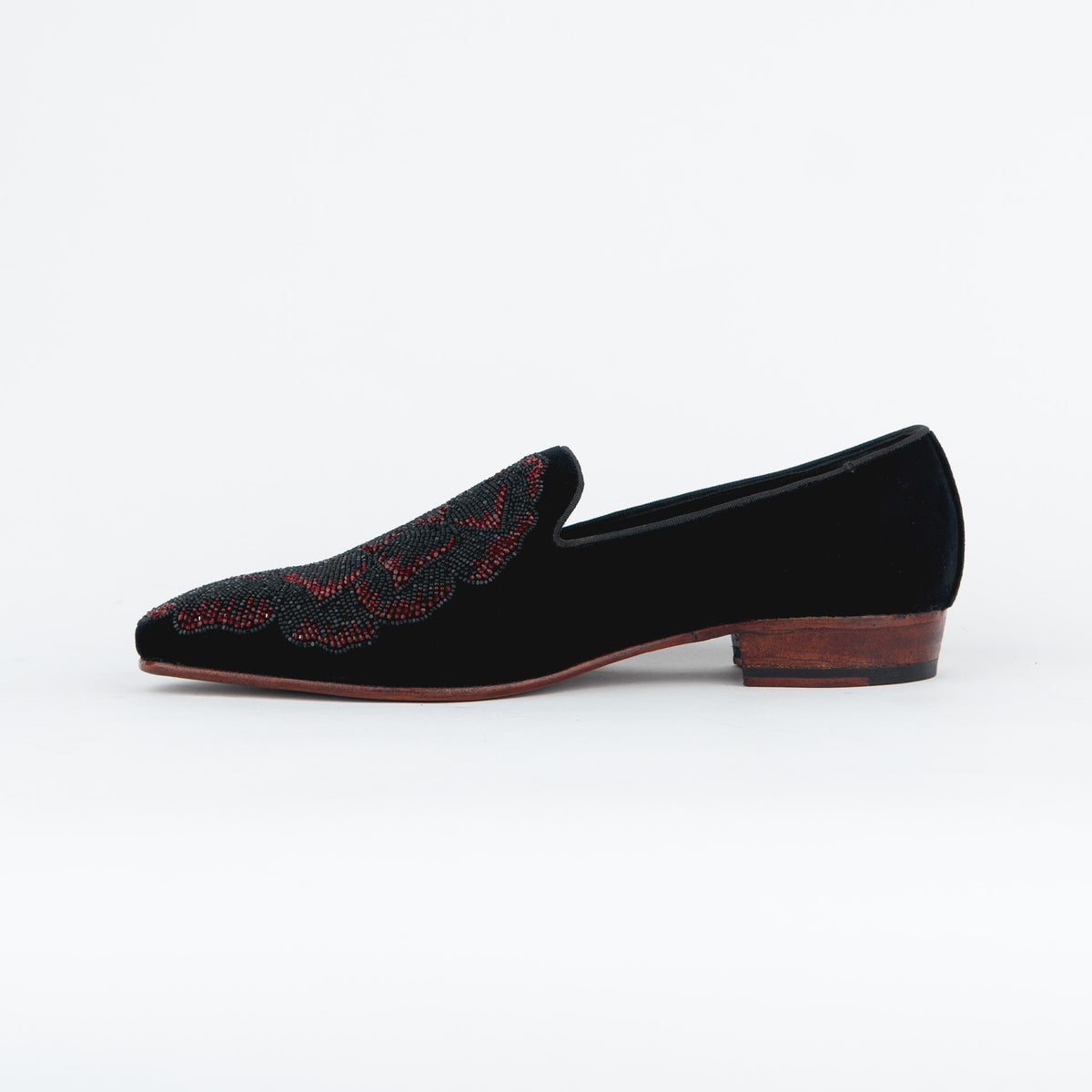 EVENING TASSEL RAVEN BLACK TUXEDO WITH HAND EMBROIDERED BEEDS