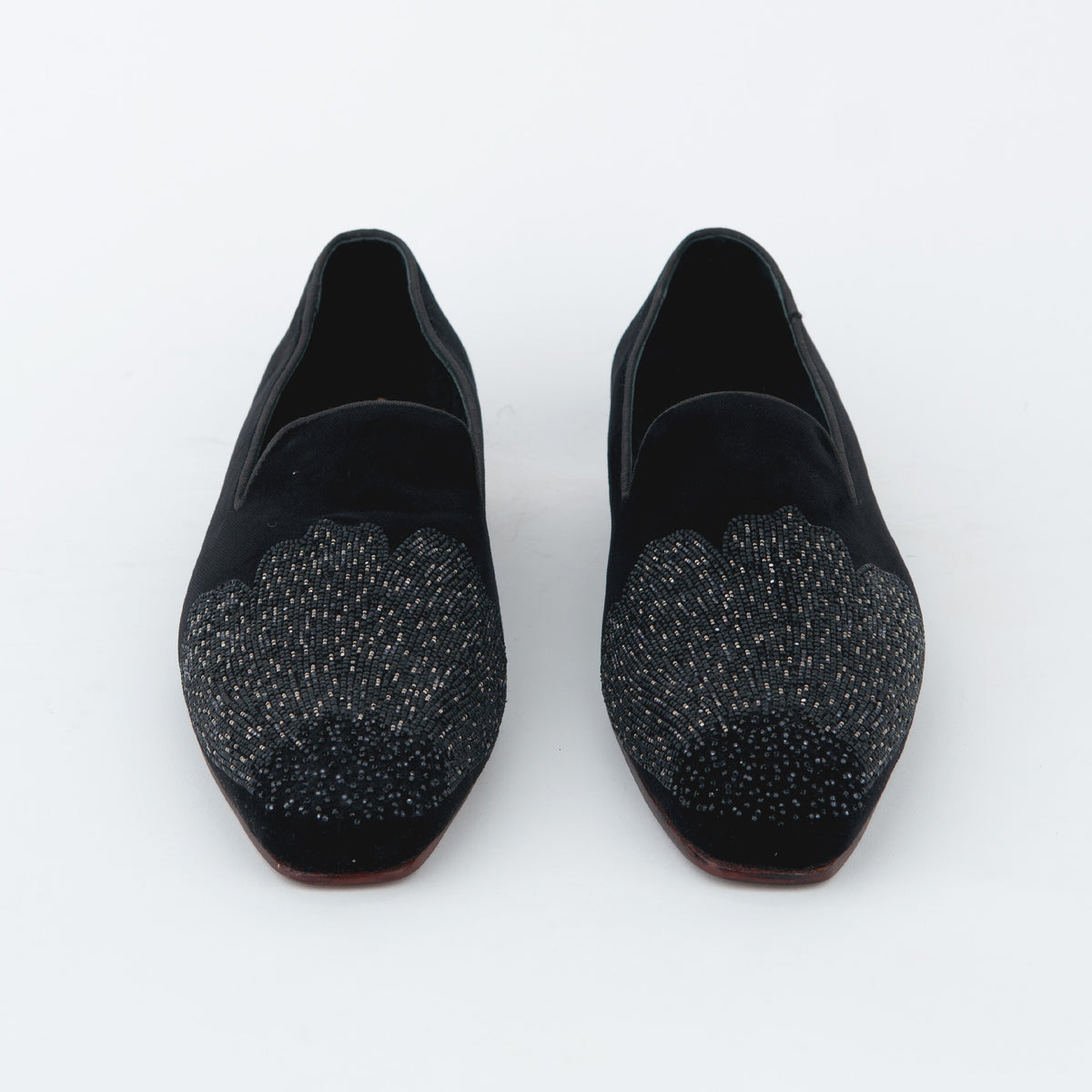 EVENING TASSEL RAVEN BLACK TUXEDO WITH HAND EMBROIDERED BEEDS