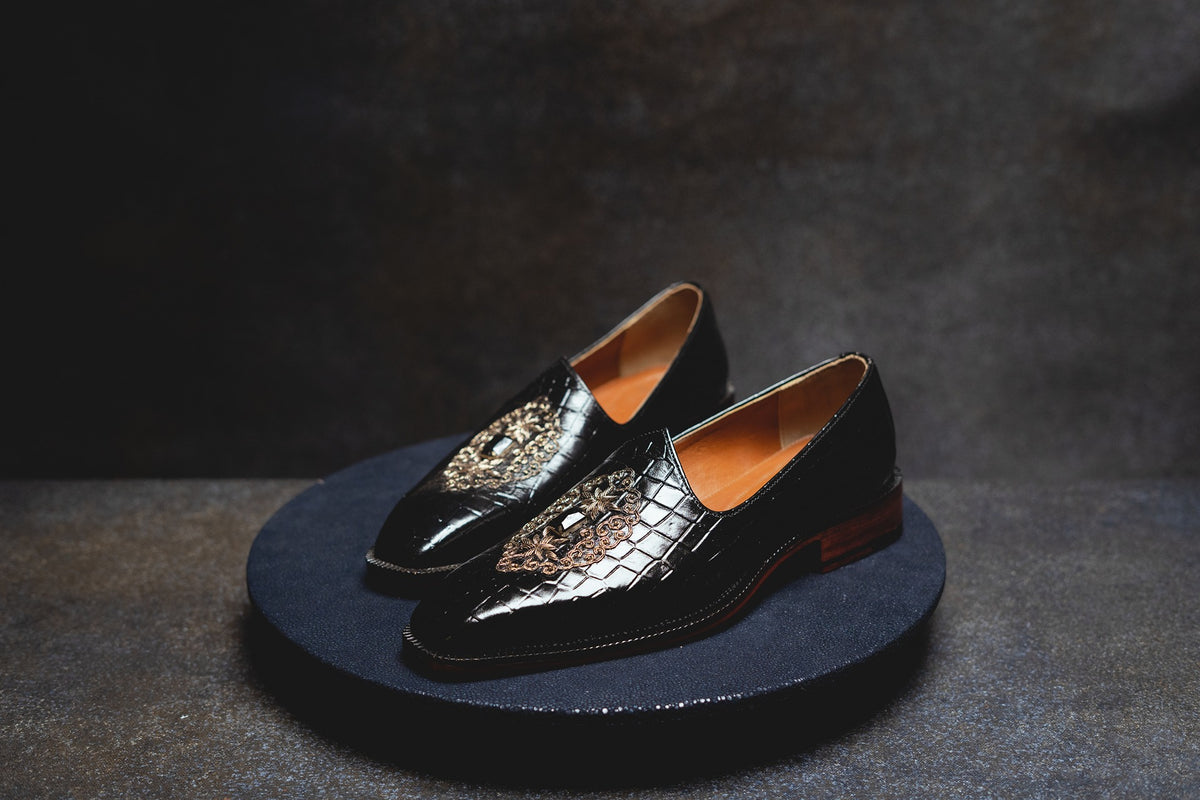 Black Croc Gem Jutti