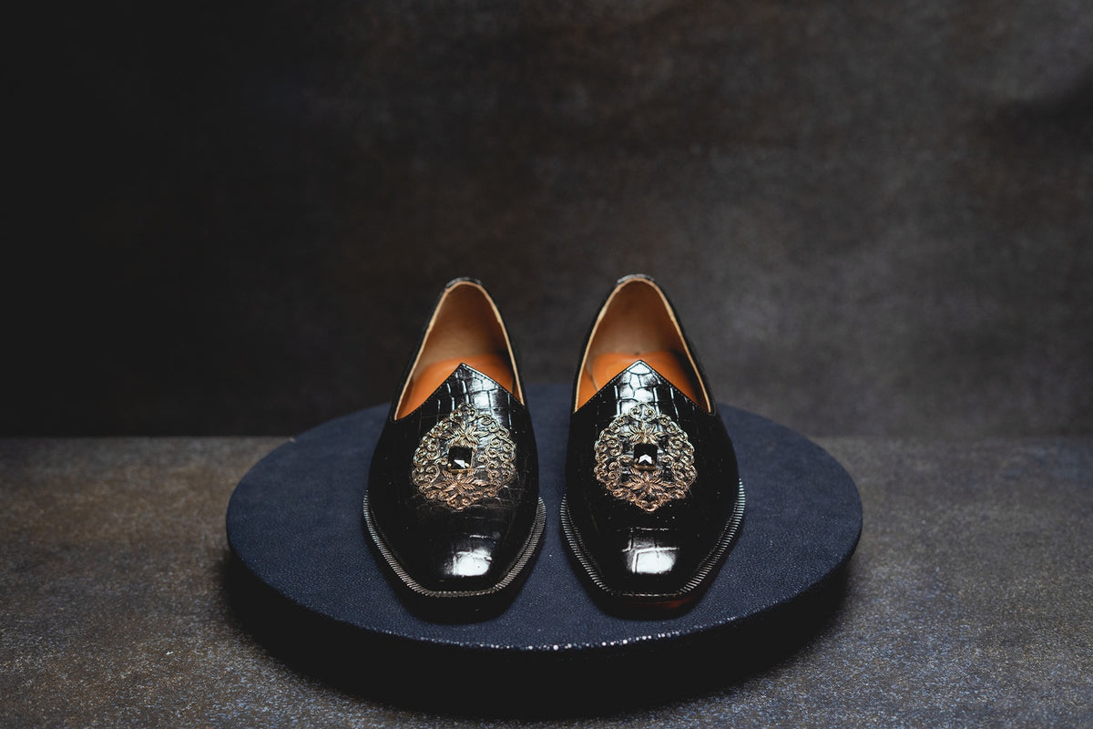 Black Croc Gem Jutti