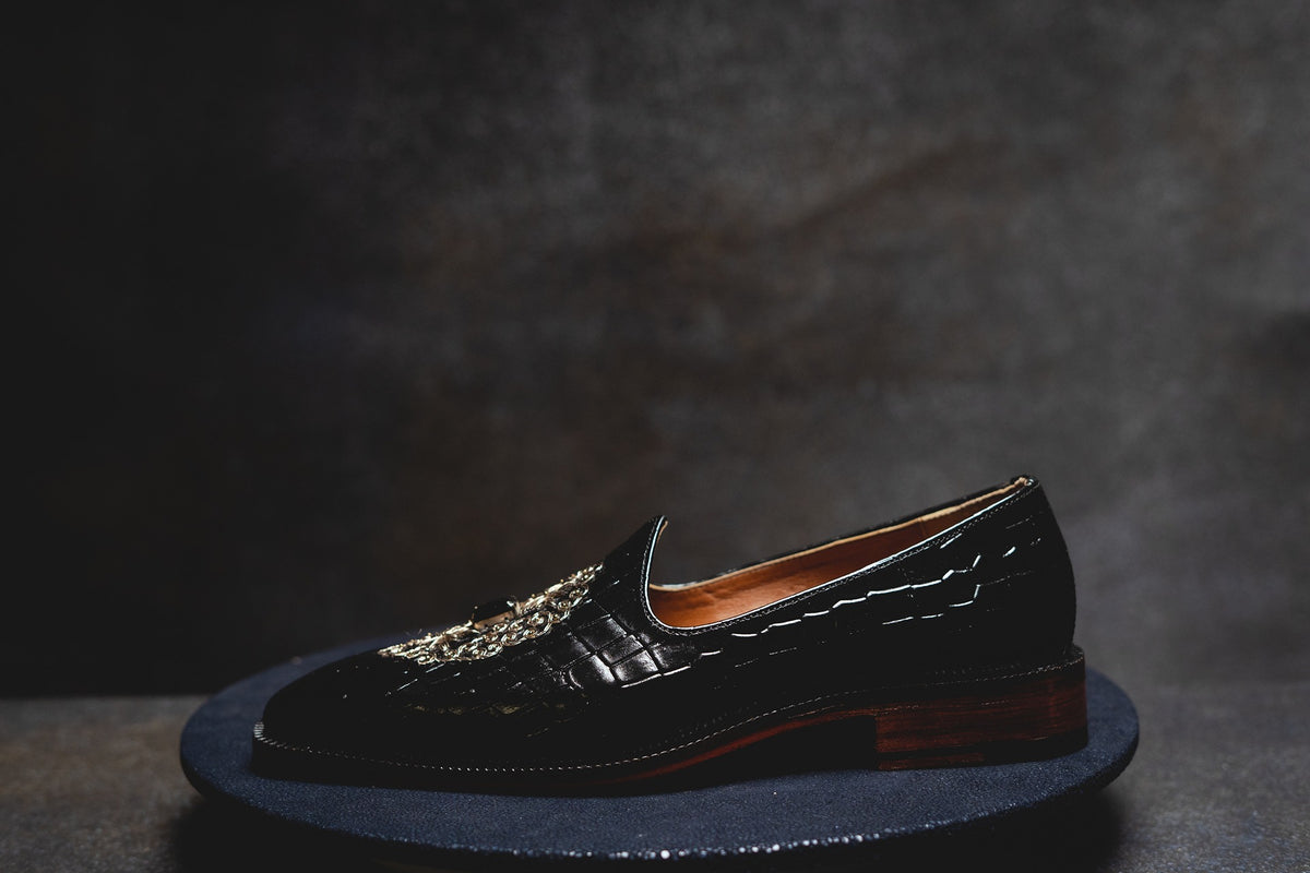 Black Croc Gem Jutti