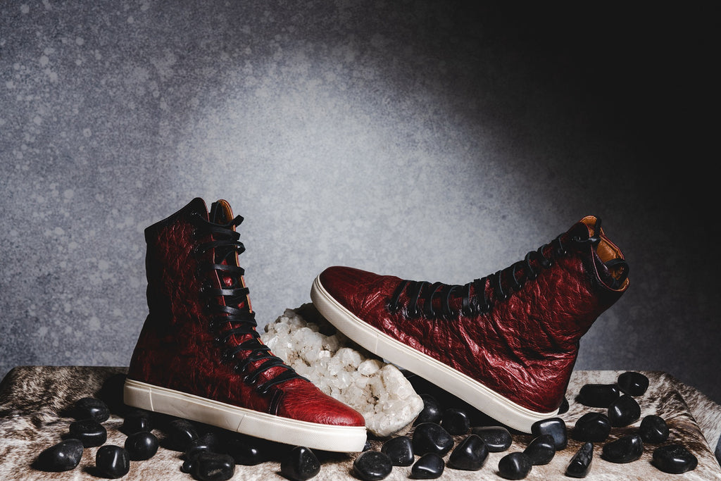 Red Tall Crinkle Sneakers