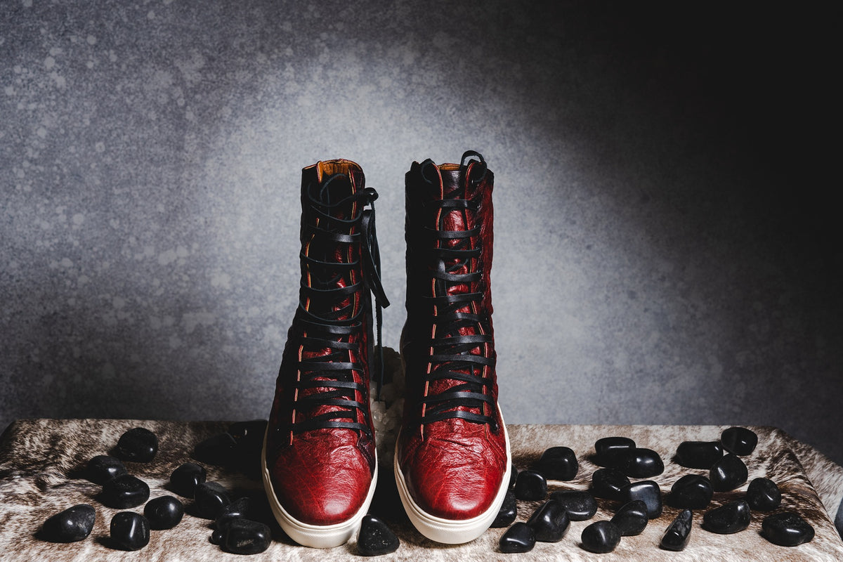 Red Tall Crinkle Sneakers