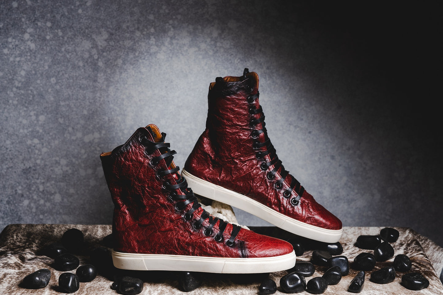 Red Tall Crinkle Sneakers