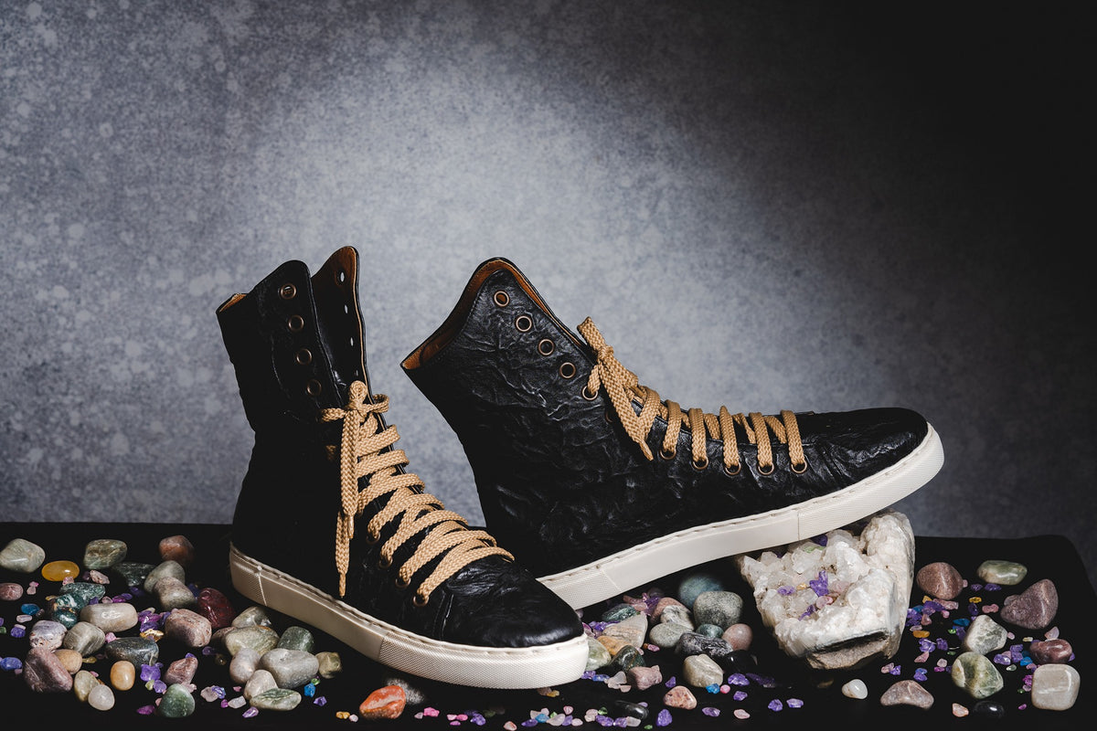 Black Tall Crinkle Sneakers
