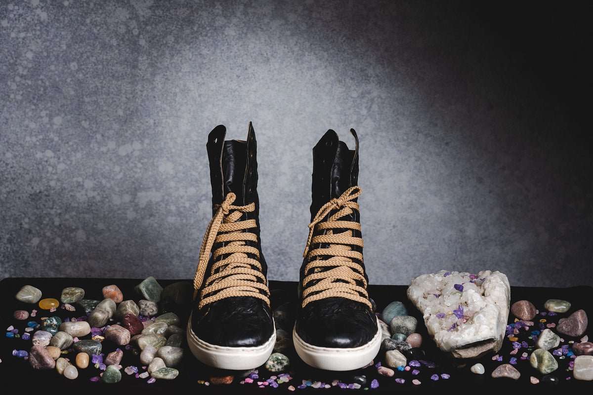 Black Tall Crinkle Sneakers
