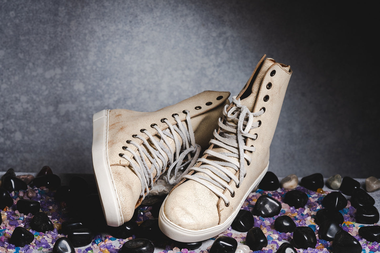 White Distressed Tall Sneakers