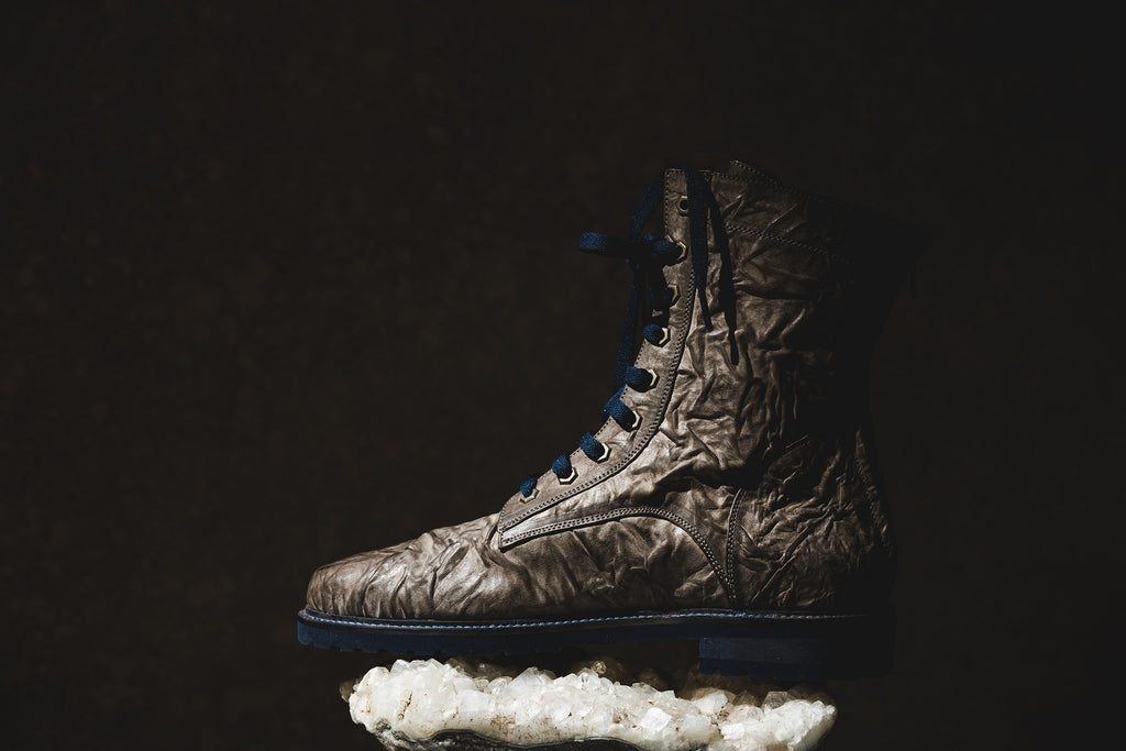 Grey Crinkle Boots