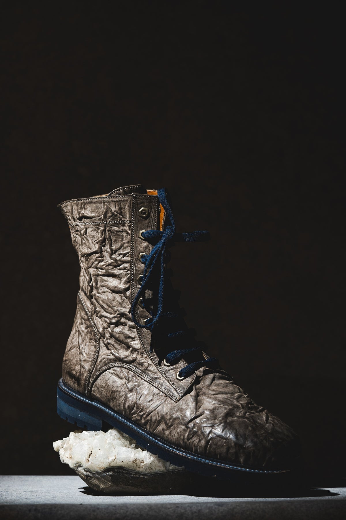 Grey Crinkle Boots