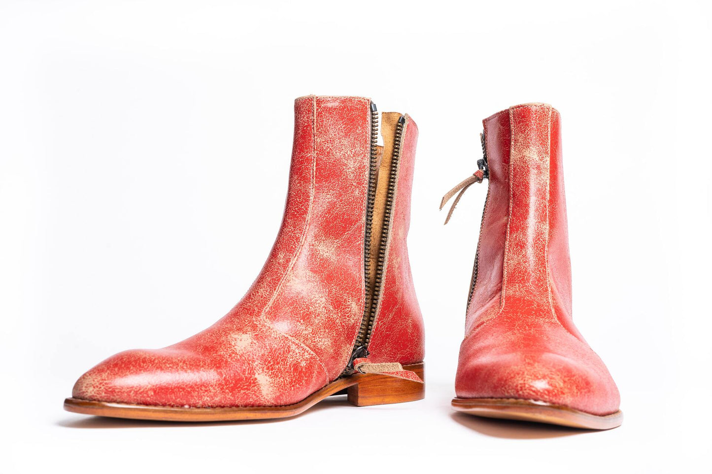 RED DISTRESSED BOOTS