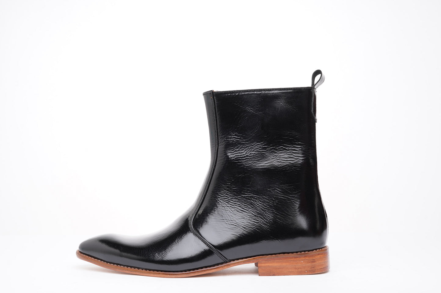 BLACK PATENT BOOTS - MEN