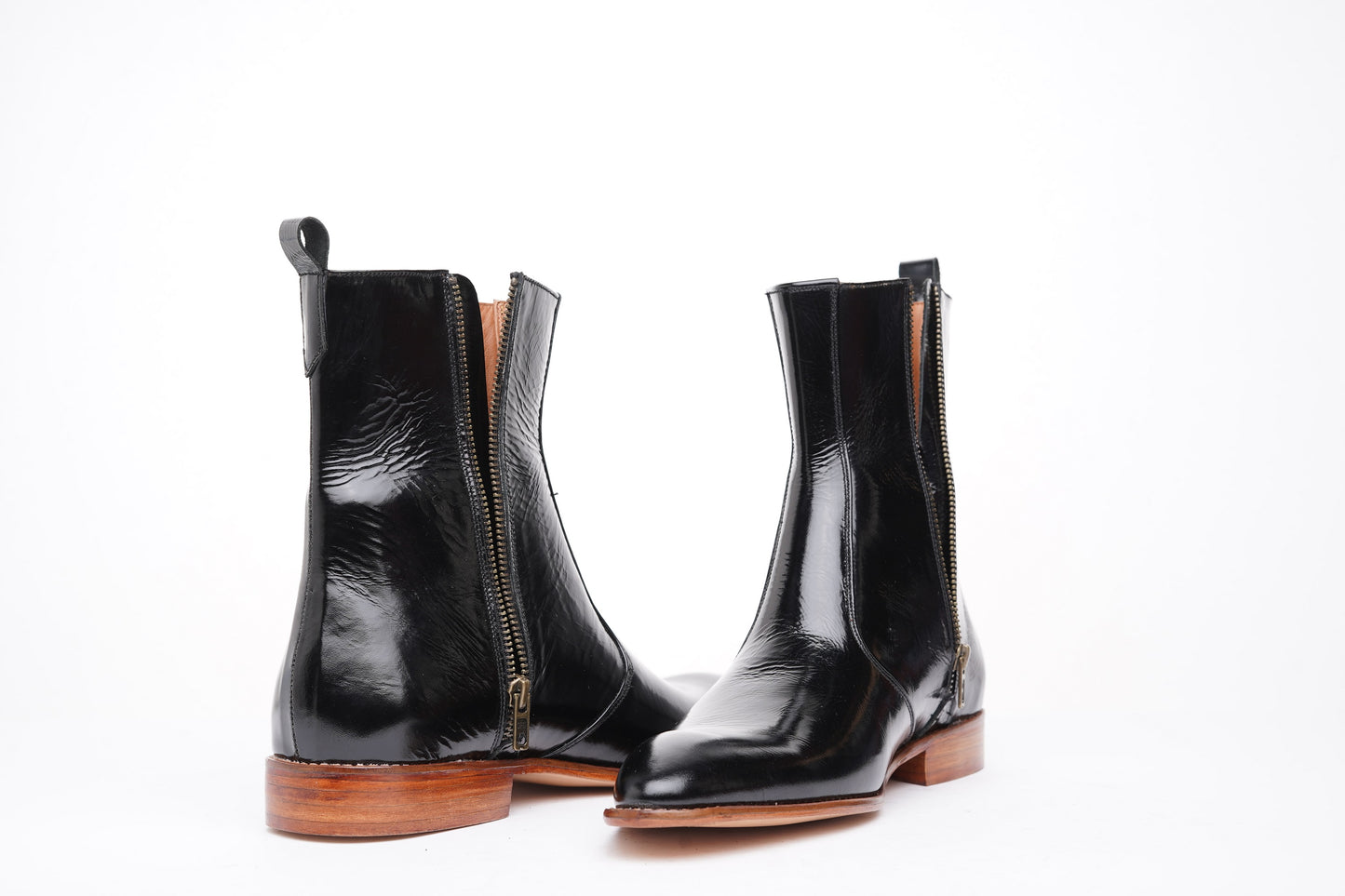 BLACK PATENT BOOTS - MEN